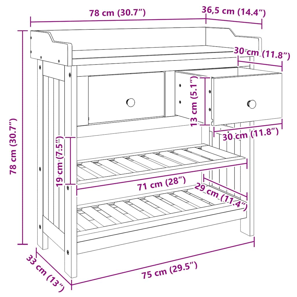 vidaXL Szafka ogrodowa Naturalny 78 x 36,5 x 78cm Lite Drewno Akacji