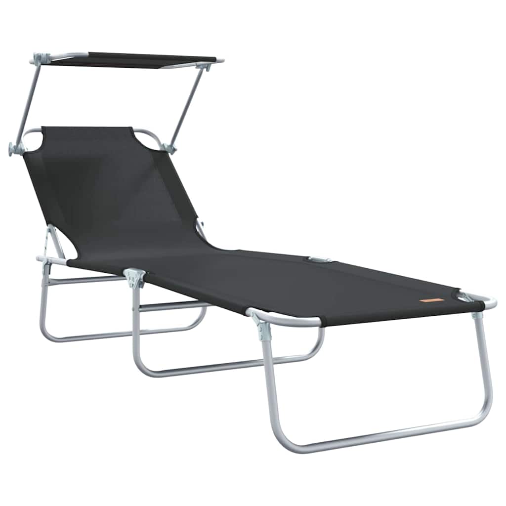 vidaXL Leżak 2 pcs Czarny 58 x 188 x 77cm Poliester