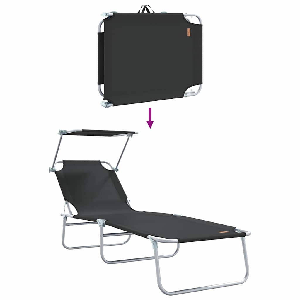 vidaXL Leżak 2 pcs Czarny 58 x 188 x 77cm Poliester