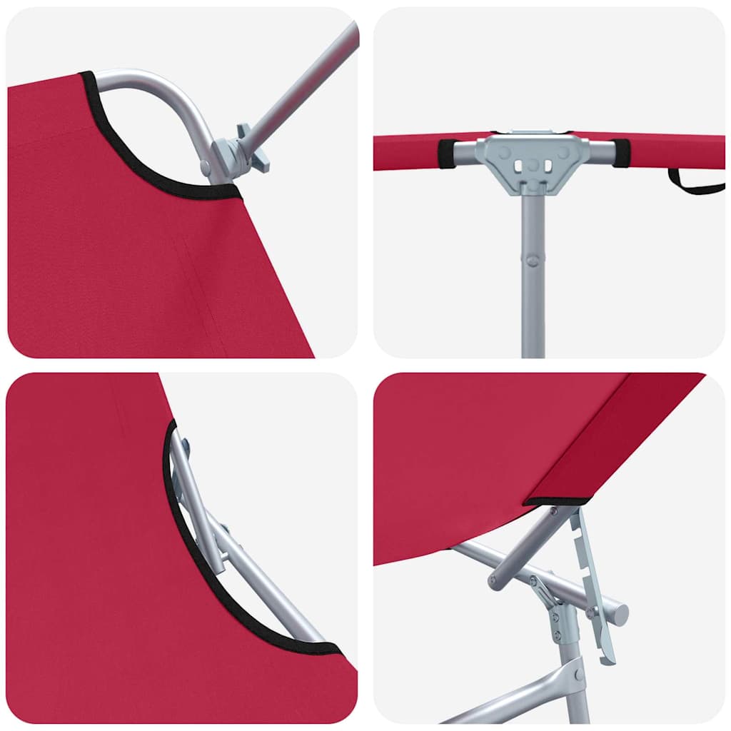 vidaXL Leżak 2 pcs Czerwony 58 x 188 x 77cm Poliester