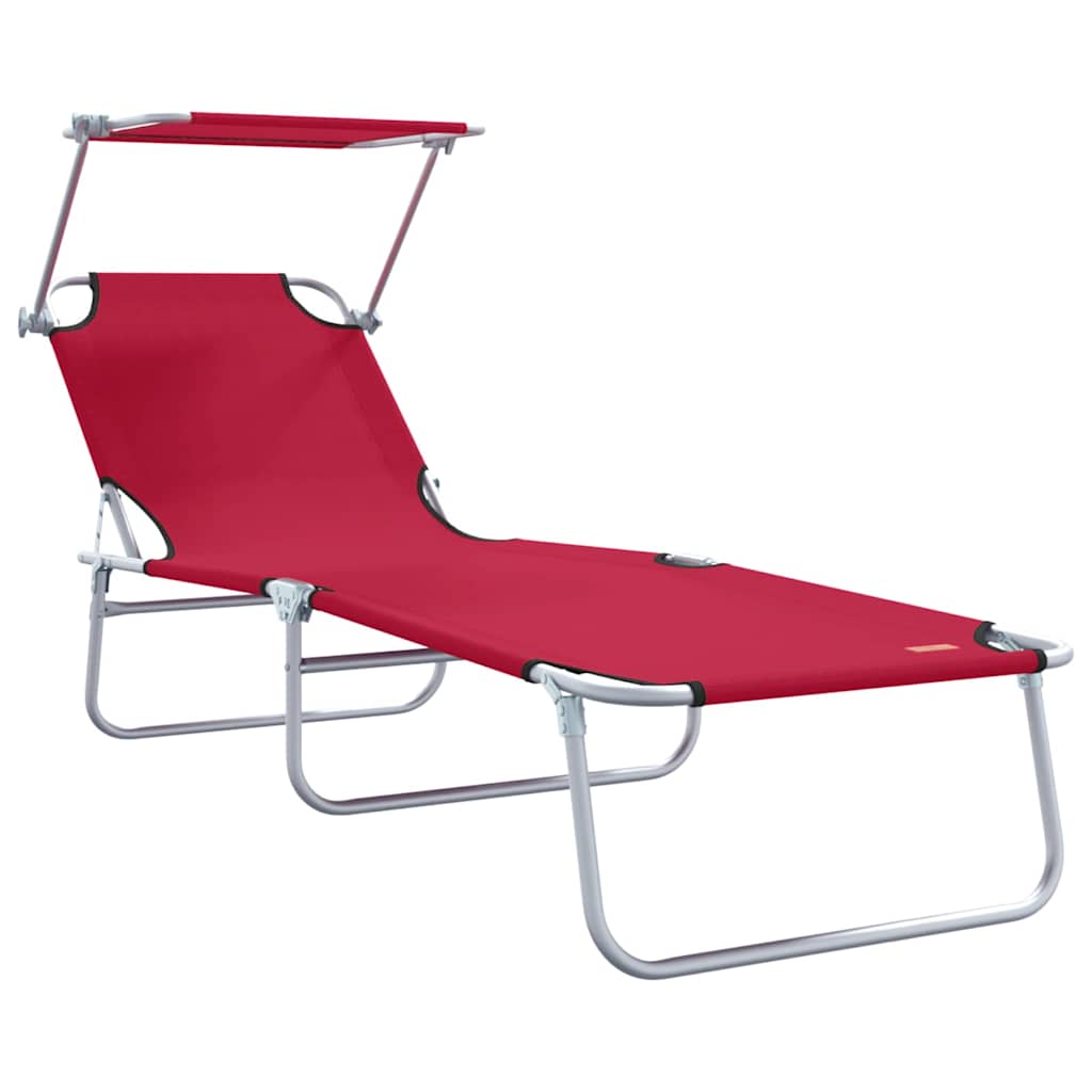 vidaXL Leżak 2 pcs Czerwony 58 x 188 x 77cm Poliester