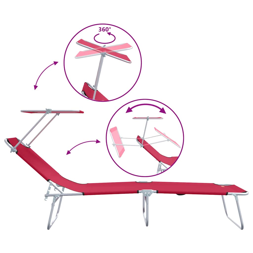vidaXL Leżak 2 pcs Czerwony 58 x 188 x 77cm Poliester
