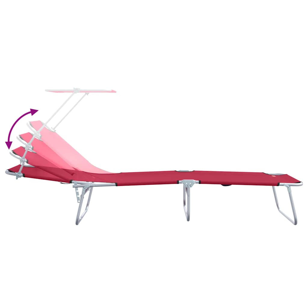 vidaXL Leżak 2 pcs Czerwony 58 x 188 x 77cm Poliester