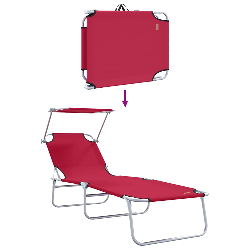 vidaXL Leżak 2 pcs Czerwony 58 x 188 x 77cm Poliester