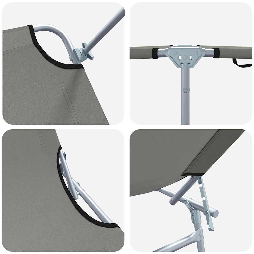 vidaXL Leżak 2 pcs Szary 58 x 188 x 77cm Poliester