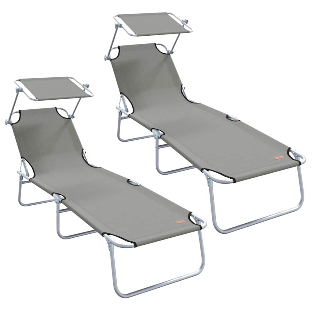 vidaXL Leżak 2 pcs Szary 58 x 188 x 77cm Poliester