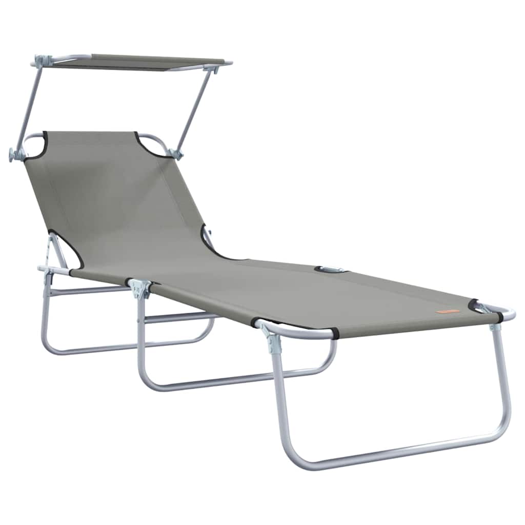 vidaXL Leżak 2 pcs Szary 58 x 188 x 77cm Poliester