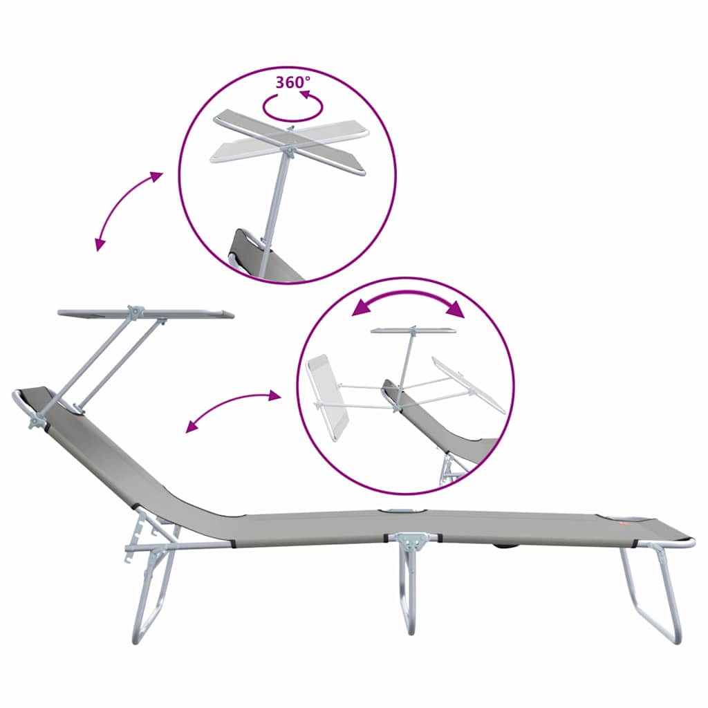 vidaXL Leżak 2 pcs Szary 58 x 188 x 77cm Poliester