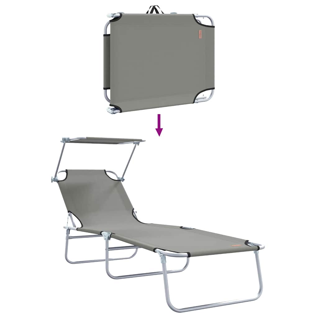 vidaXL Leżak 2 pcs Szary 58 x 188 x 77cm Poliester