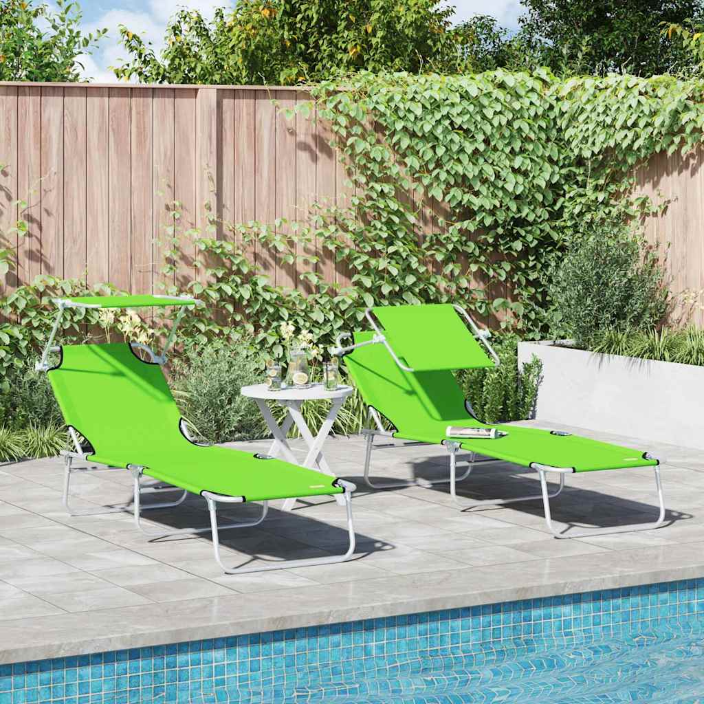 vidaXL Leżak 2 pcs Zielony 58 x 188 x 77cm Poliester