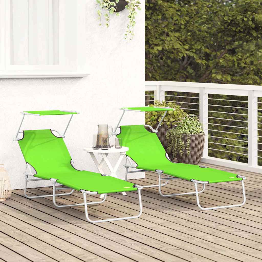vidaXL Leżak 2 pcs Zielony 58 x 188 x 77cm Poliester