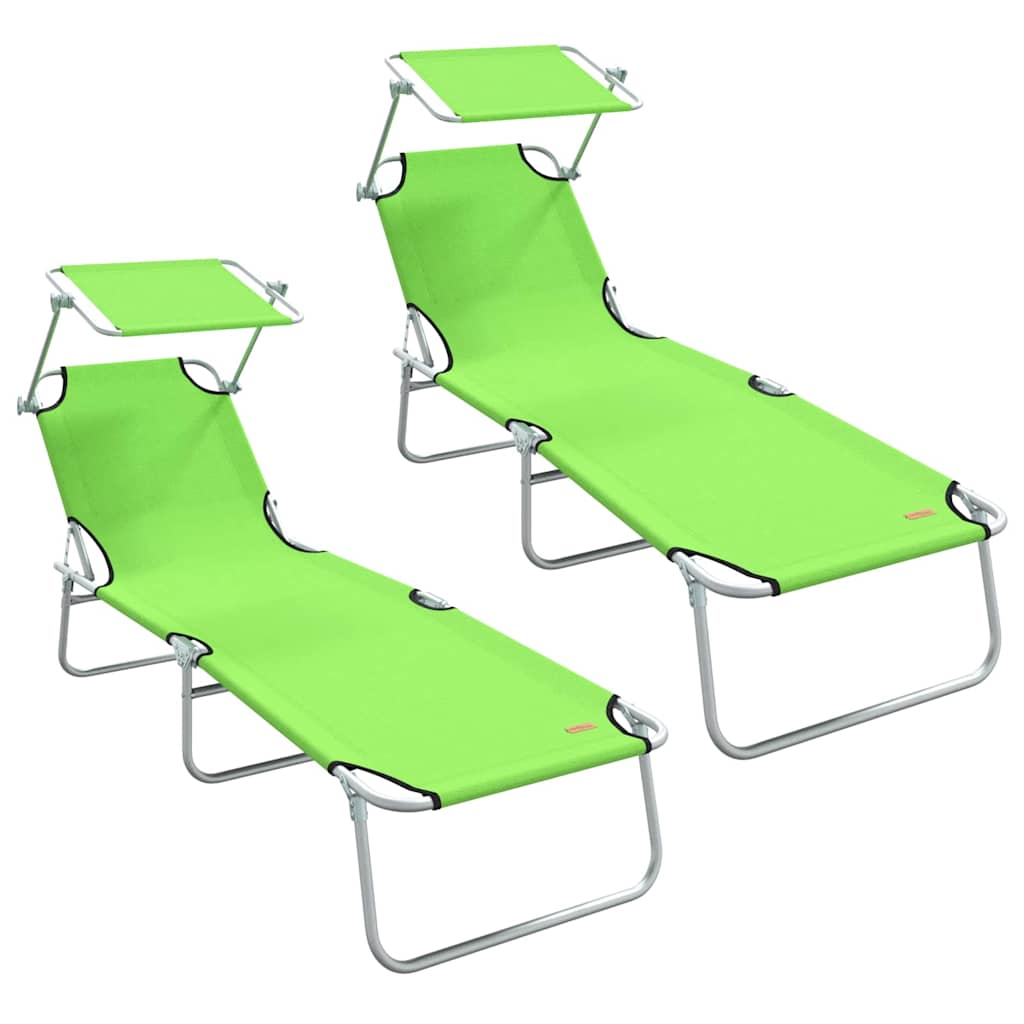 vidaXL Leżak 2 pcs Zielony 58 x 188 x 77cm Poliester