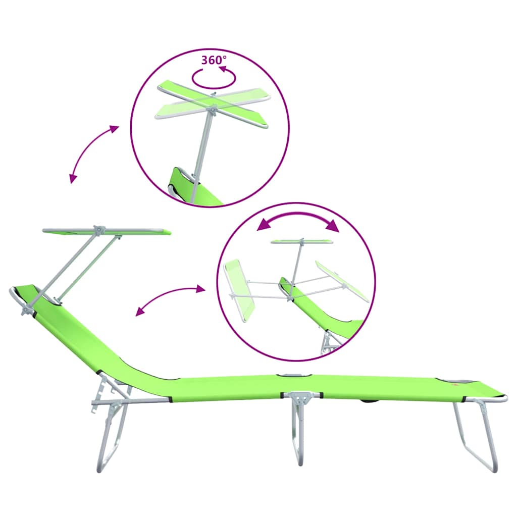 vidaXL Leżak 2 pcs Zielony 58 x 188 x 77cm Poliester