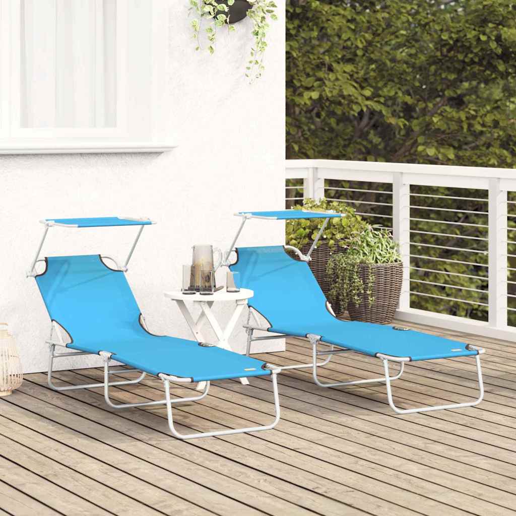 vidaXL Leżak 2 pcs Jasnoniebieski 58 x 188 x 77cm Poliester