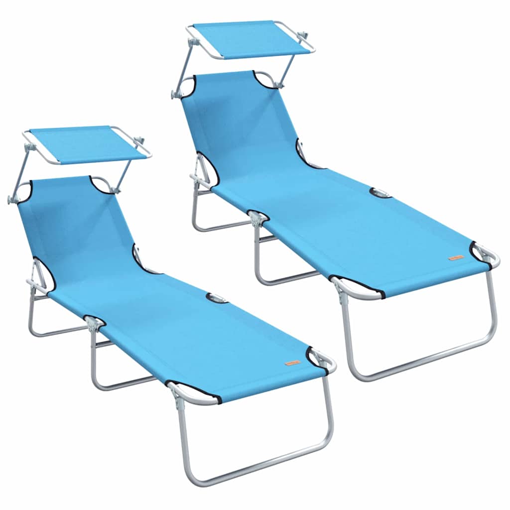 vidaXL Leżak 2 pcs Jasnoniebieski 58 x 188 x 77cm Poliester