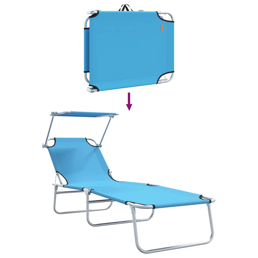 vidaXL Leżak 2 pcs Jasnoniebieski 58 x 188 x 77cm Poliester