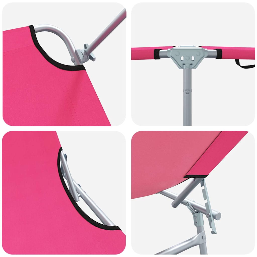 vidaXL Leżak 2 pcs Różowy 58 x 188 x 77cm Poliester