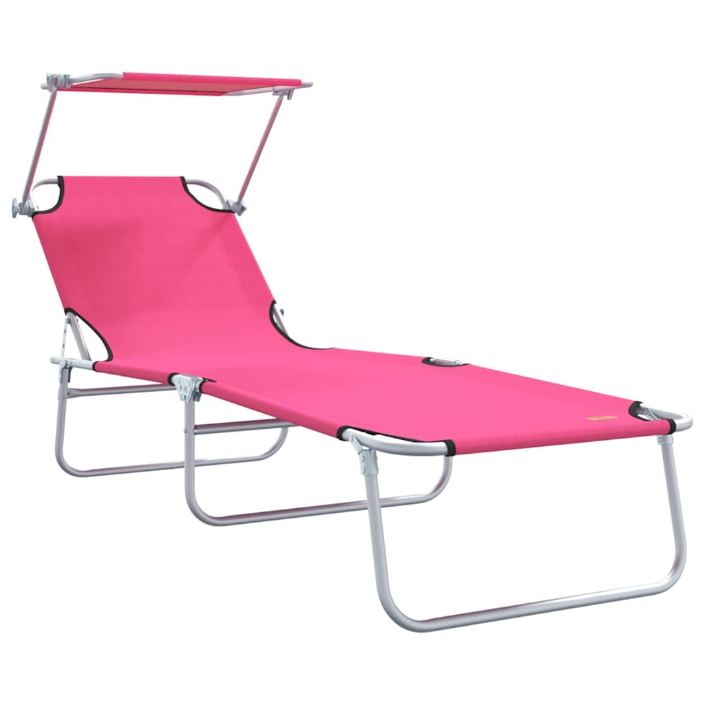 vidaXL Leżak 2 pcs Różowy 58 x 188 x 77cm Poliester