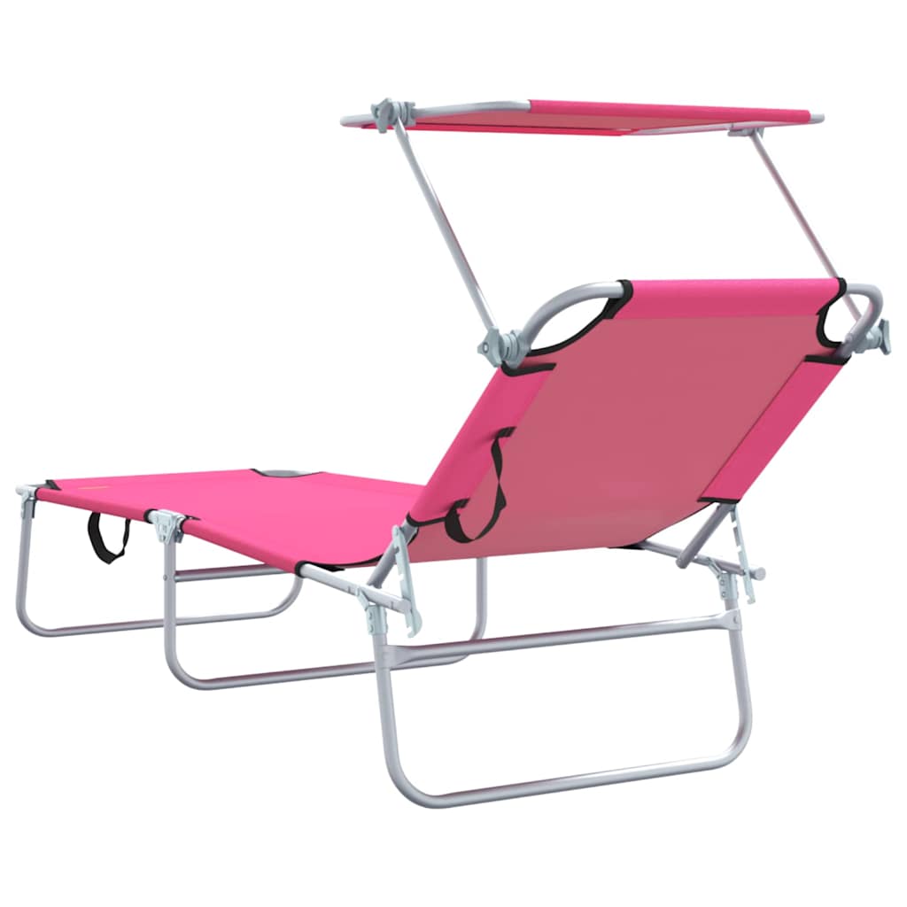 vidaXL Leżak 2 pcs Różowy 58 x 188 x 77cm Poliester