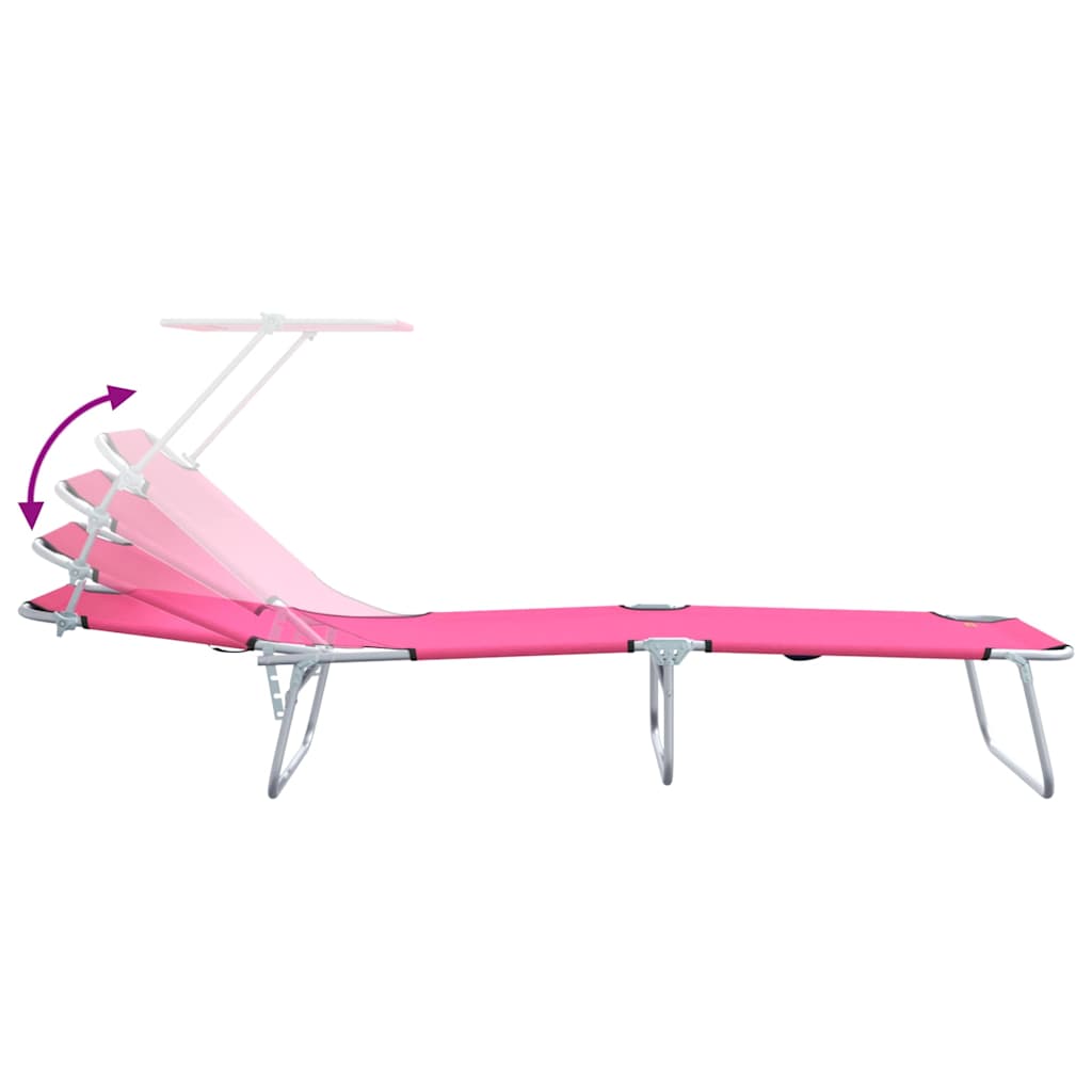 vidaXL Leżak 2 pcs Różowy 58 x 188 x 77cm Poliester