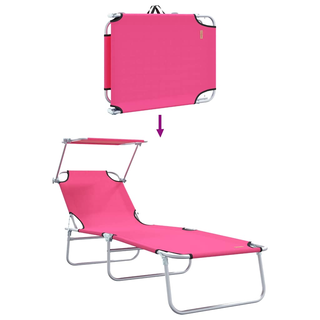 vidaXL Leżak 2 pcs Różowy 58 x 188 x 77cm Poliester