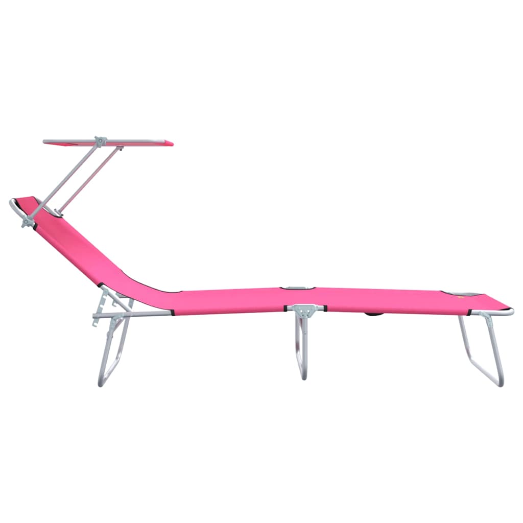 vidaXL Leżak 2 pcs Różowy 58 x 188 x 77cm Poliester