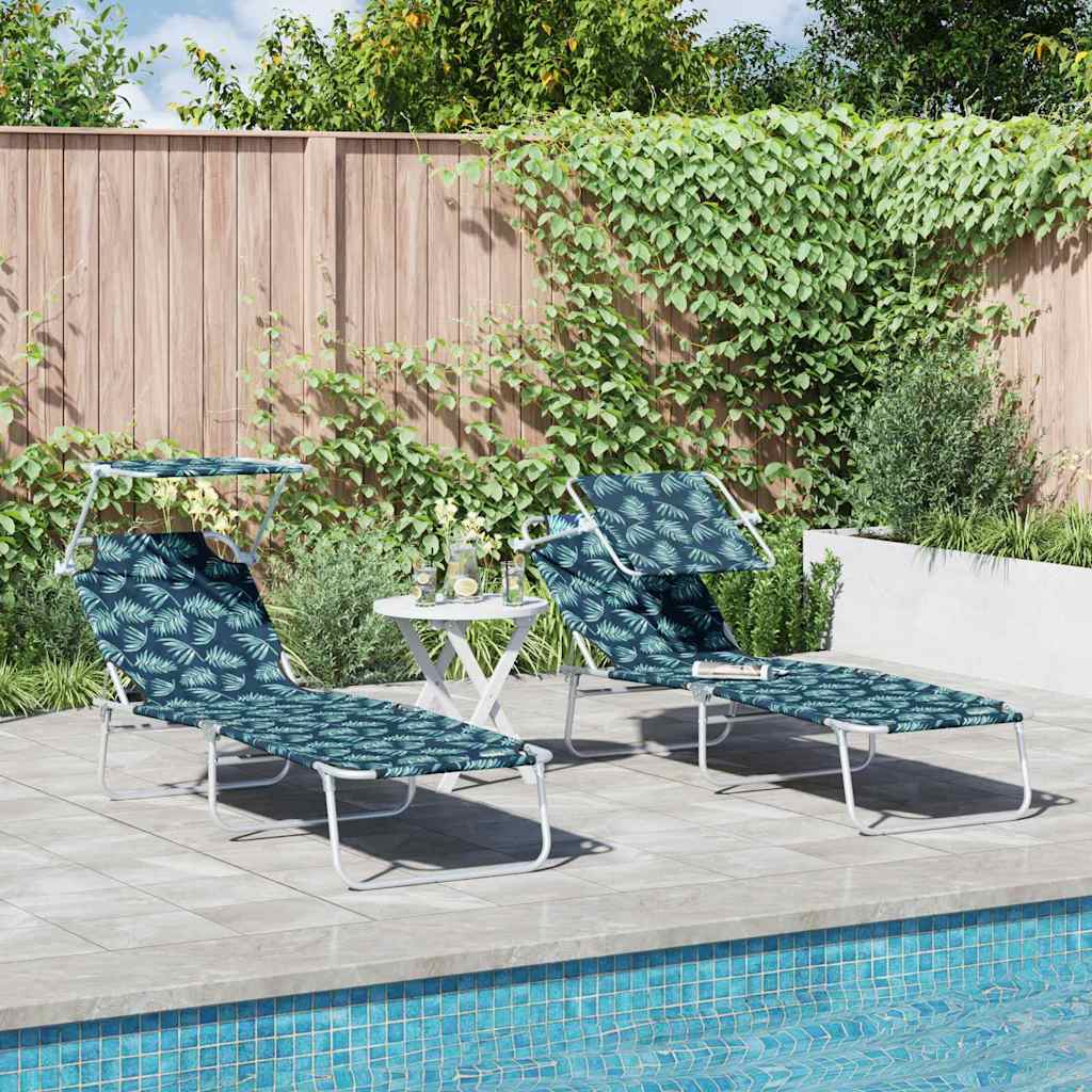 vidaXL Leżak 2 pcs Zielony 58 x 188 x 77cm Poliester