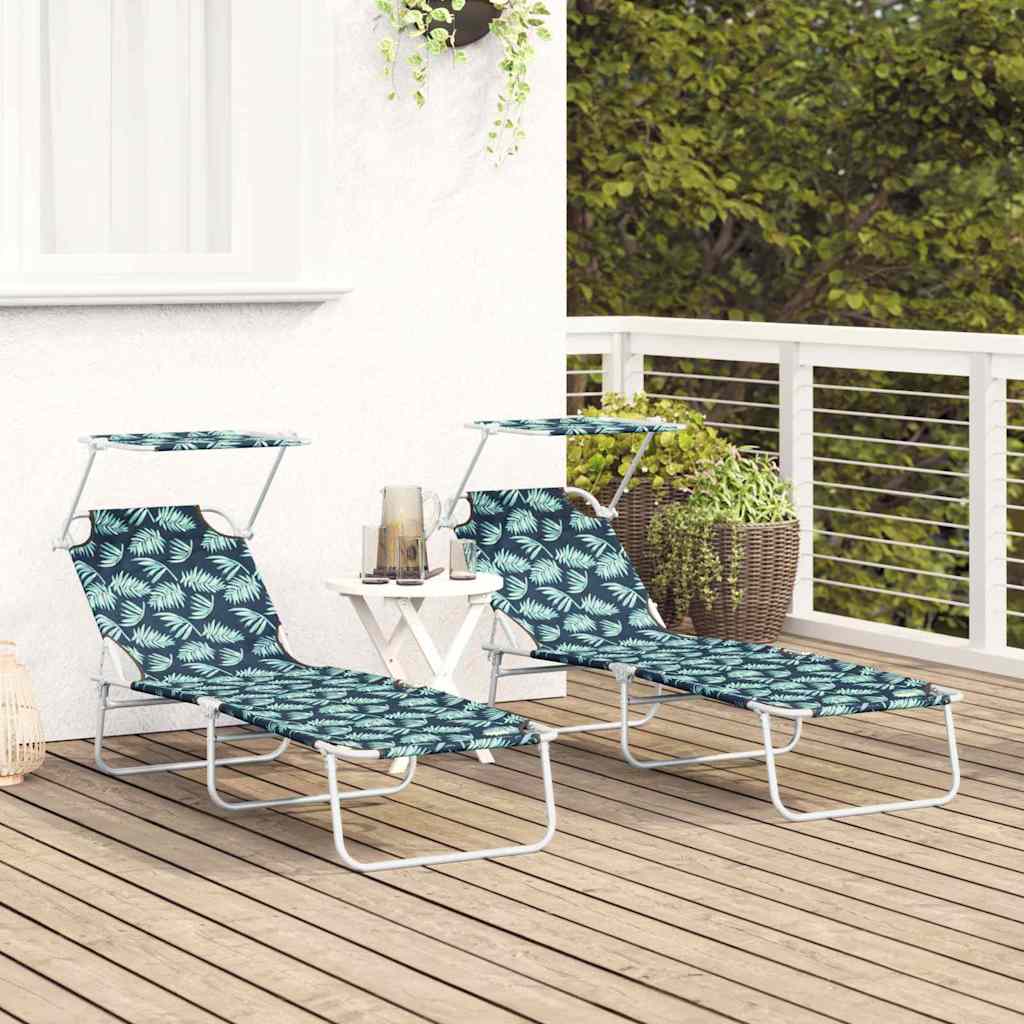vidaXL Leżak 2 pcs Zielony 58 x 188 x 77cm Poliester
