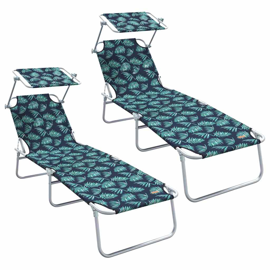 vidaXL Leżak 2 pcs Zielony 58 x 188 x 77cm Poliester