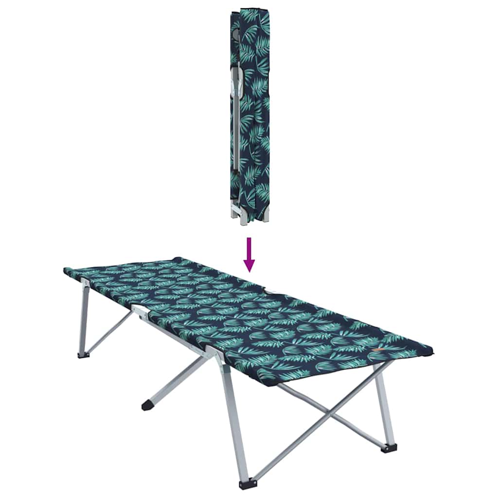 vidaXL Składane Łóżko Kempingowe Liść Las 194 x 62,5 x 42,5 cm