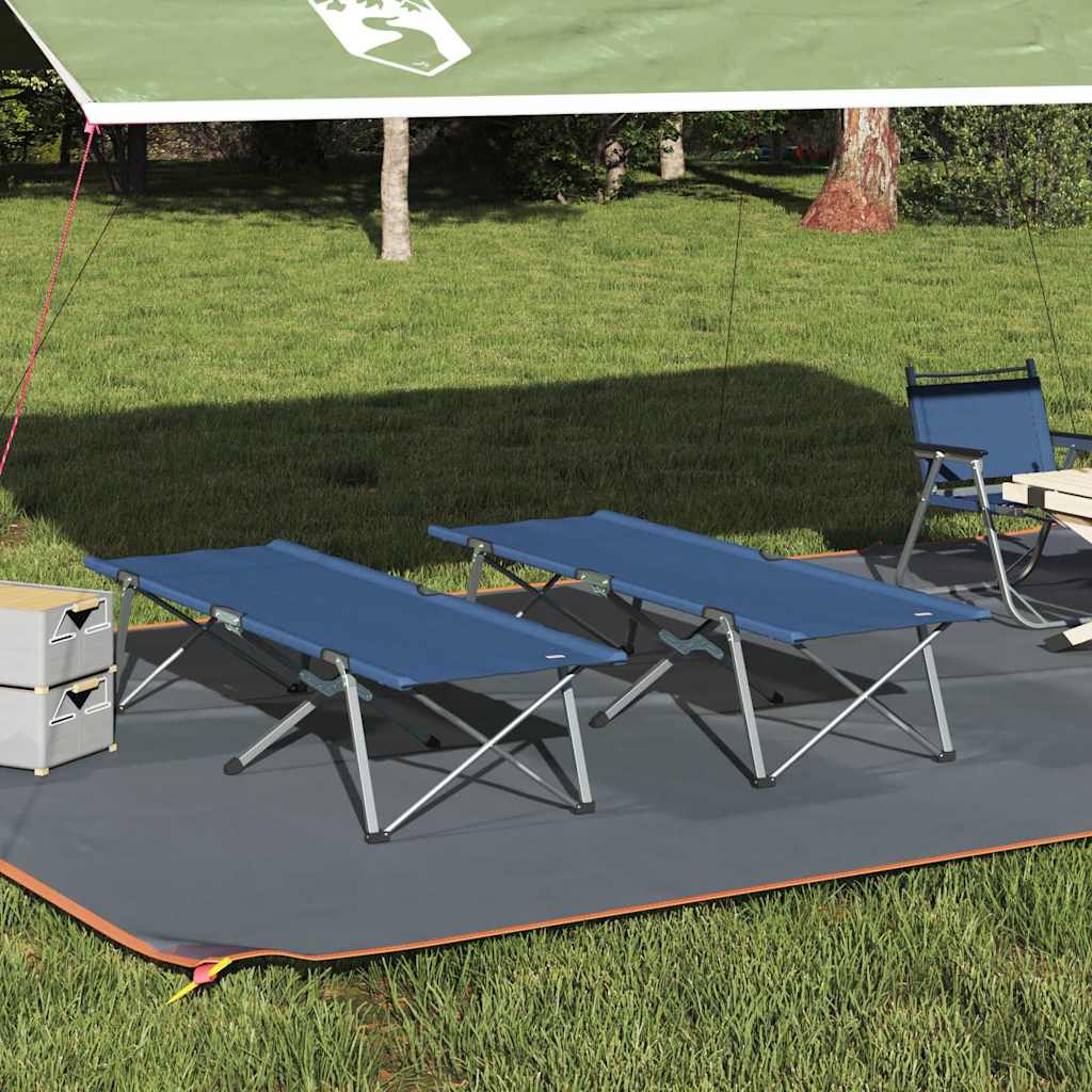 vidaXL Składane Łóżko Kempingowe 2 pcs Niebieski 194 x 62,5 x 42,5 cm