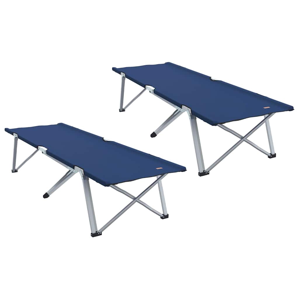 vidaXL Składane Łóżko Kempingowe 2 pcs Niebieski 194 x 62,5 x 42,5 cm