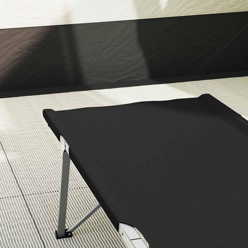 vidaXL Składane Łóżko Kempingowe 2 pcs Czarny 194 x 62,5 x 42,5 cm