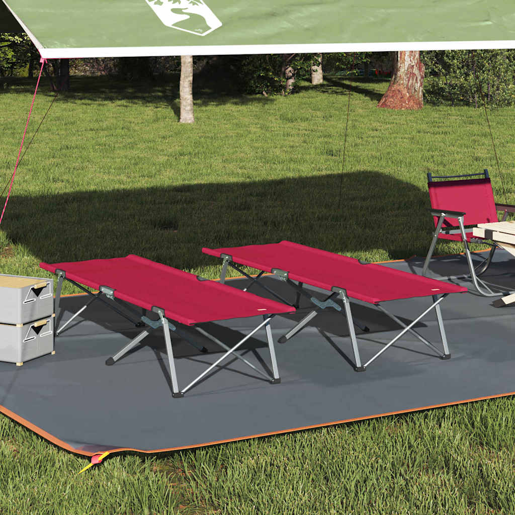 vidaXL Składane Łóżko Kempingowe 2 pcs Czerwony 194 x 62,5 x 42,5 cm