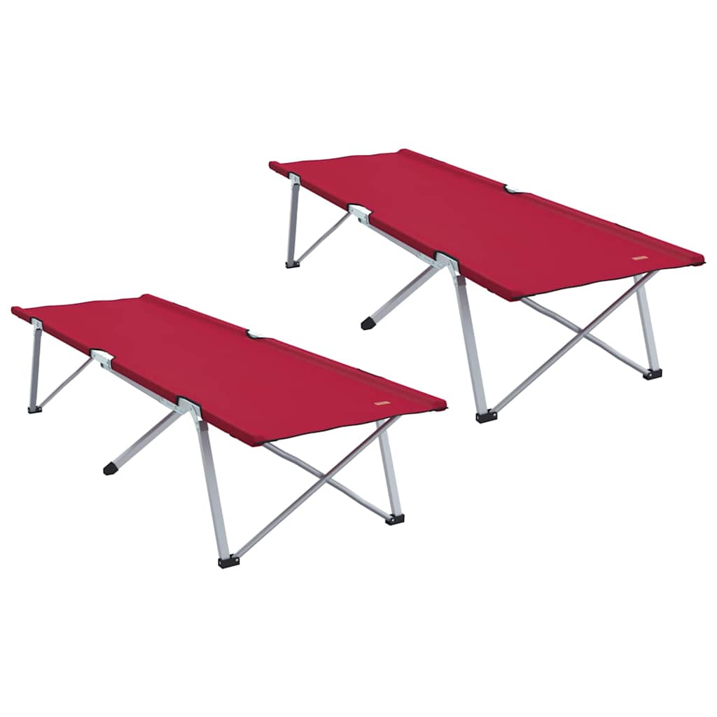 vidaXL Składane Łóżko Kempingowe 2 pcs Czerwony 194 x 62,5 x 42,5 cm