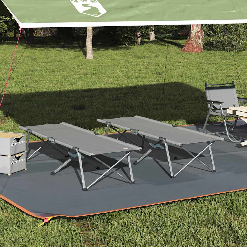 vidaXL Składane Łóżko Kempingowe 2 pcs Szary 194 x 62,5 x 42,5 cm