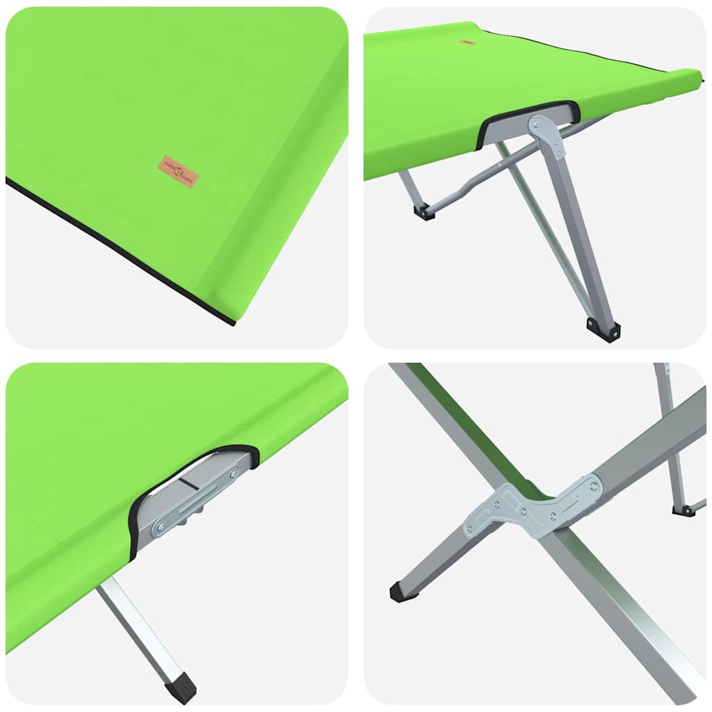 vidaXL Składane Łóżko Kempingowe 2 pcs Zielony 194 x 62,5 x 42,5 cm