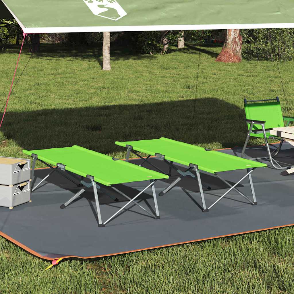 vidaXL Składane Łóżko Kempingowe 2 pcs Zielony 194 x 62,5 x 42,5 cm