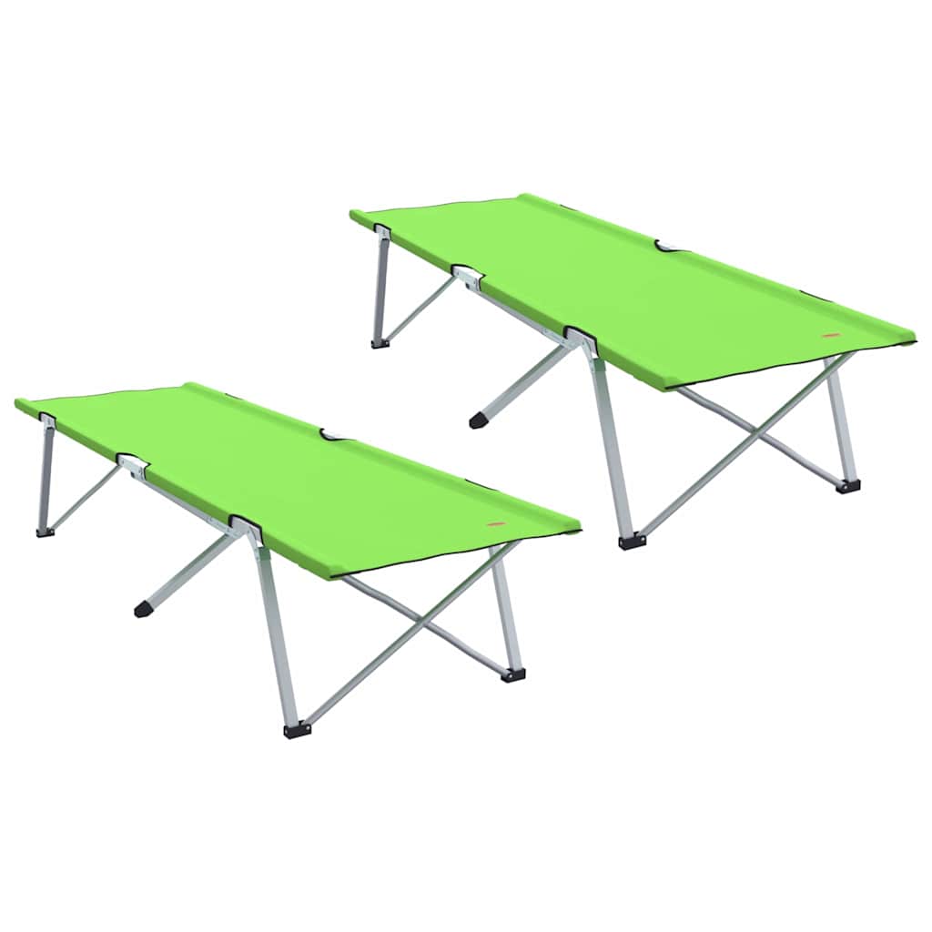 vidaXL Składane Łóżko Kempingowe 2 pcs Zielony 194 x 62,5 x 42,5 cm