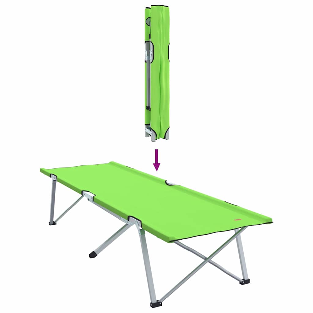vidaXL Składane Łóżko Kempingowe 2 pcs Zielony 194 x 62,5 x 42,5 cm