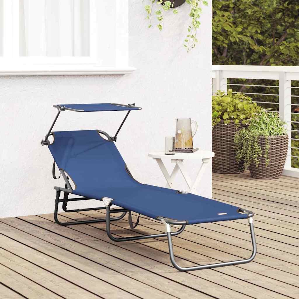 vidaXL Składany leżak Niebieski 190 x 57 x 81 cm oxford
