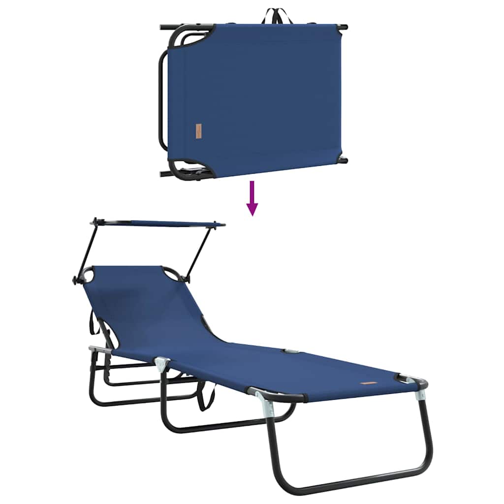 vidaXL Składany leżak Niebieski 190 x 57 x 81 cm oxford