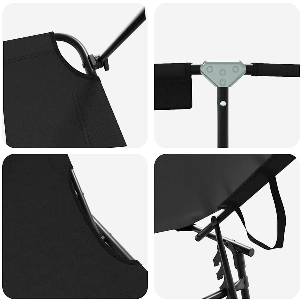 vidaXL Składany leżak Czarny 190 x 57 x 81 cm oxford