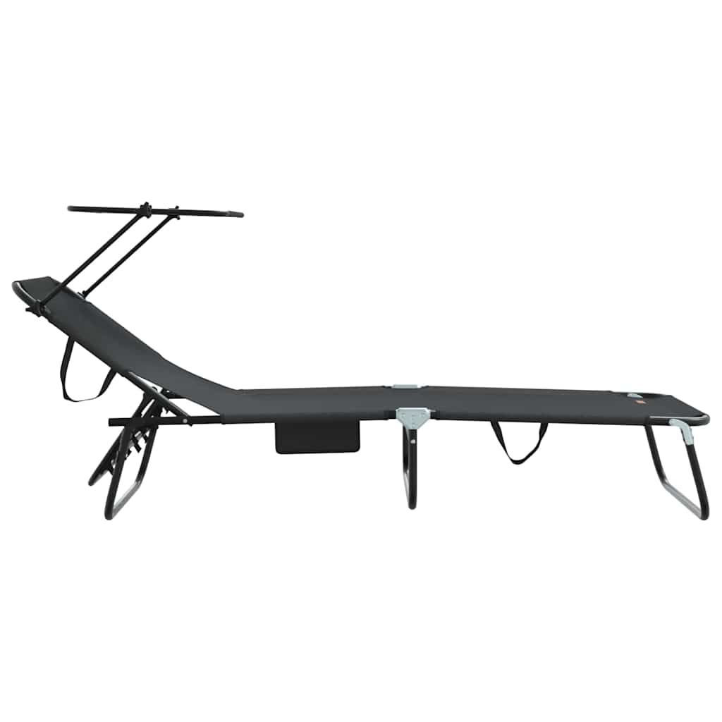 vidaXL Składany leżak Czarny 190 x 57 x 81 cm oxford