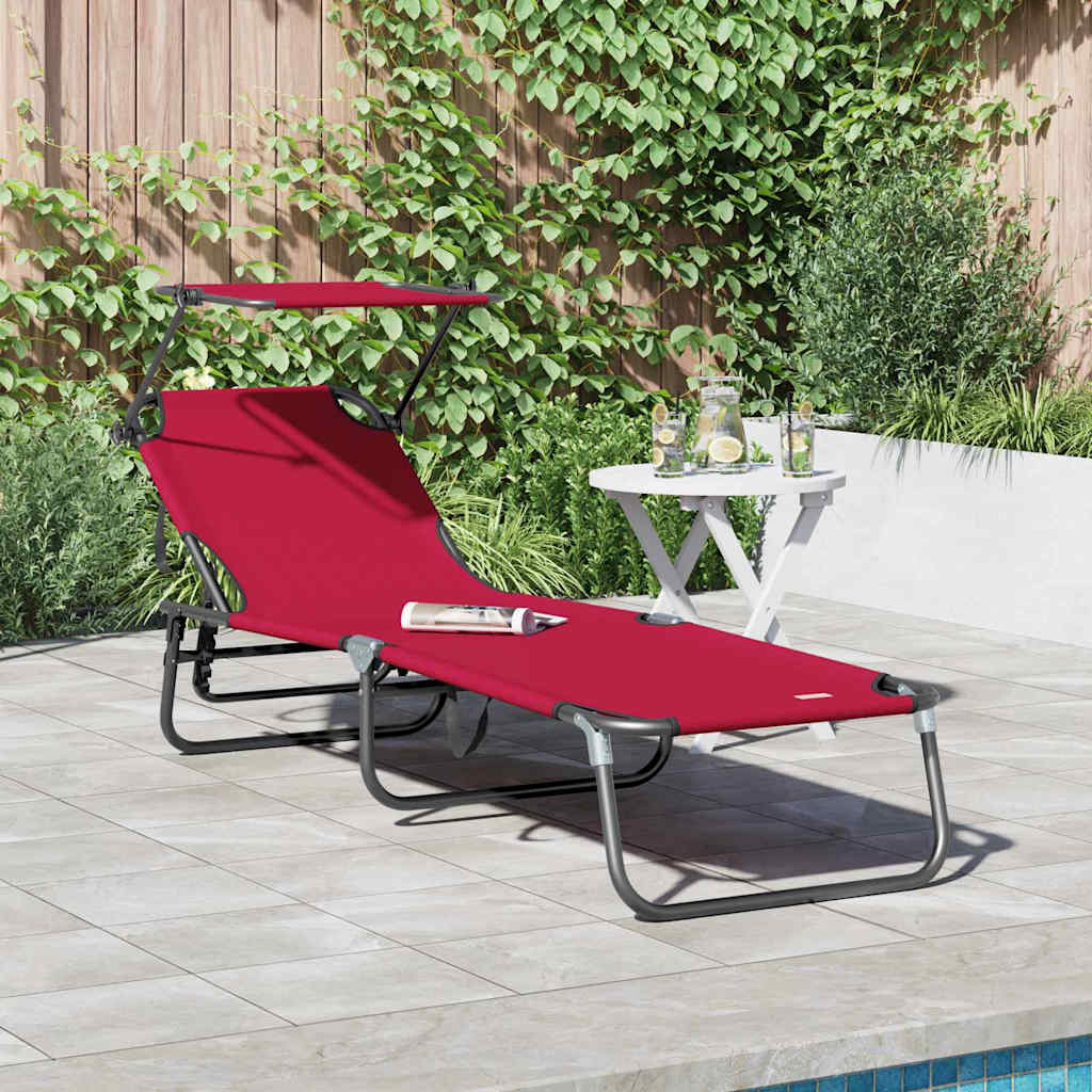 vidaXL Składany leżak Czerwony 190 x 57 x 81 cm oxford