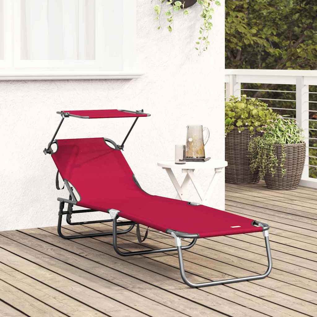 vidaXL Składany leżak Czerwony 190 x 57 x 81 cm oxford