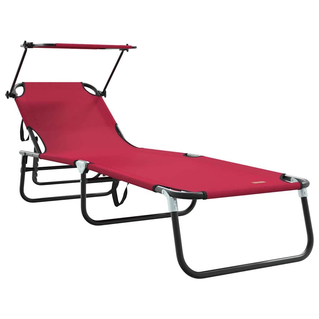 vidaXL Składany leżak Czerwony 190 x 57 x 81 cm oxford