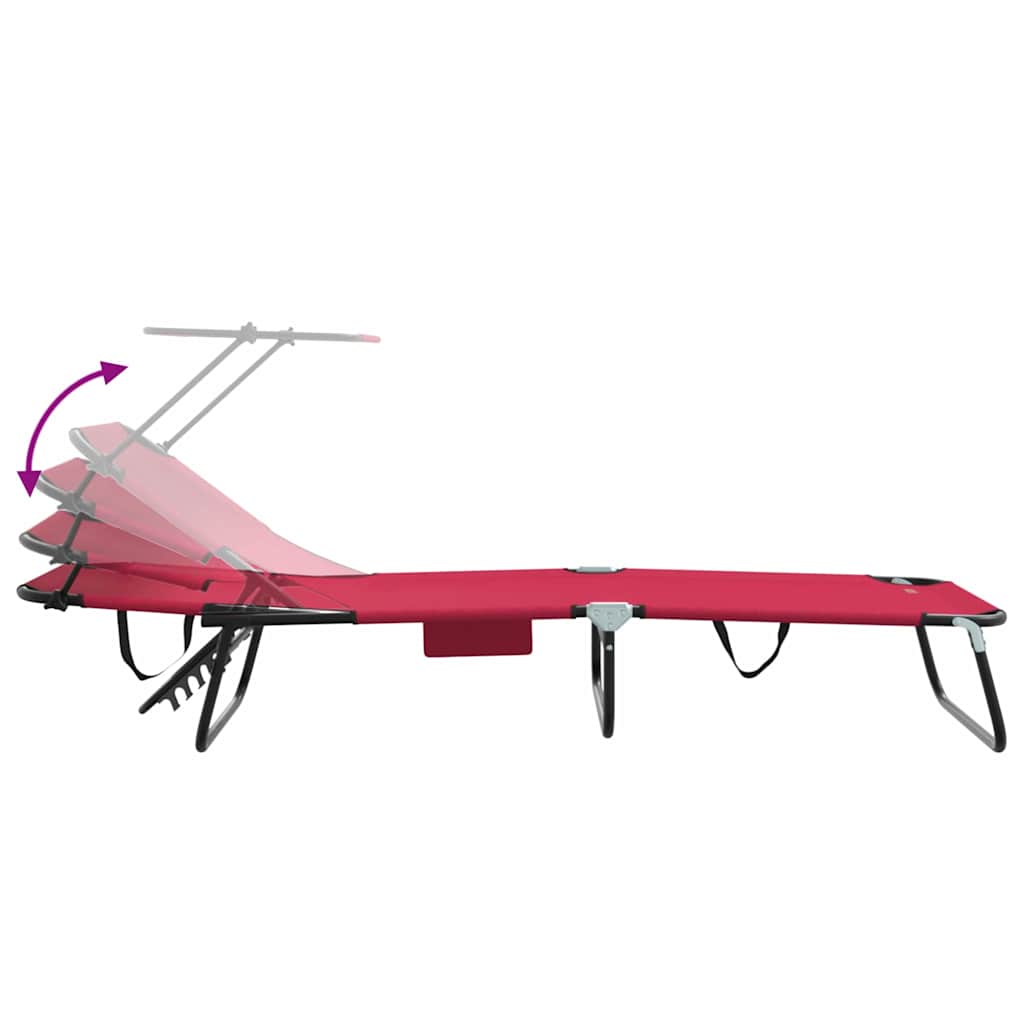 vidaXL Składany leżak Czerwony 190 x 57 x 81 cm oxford