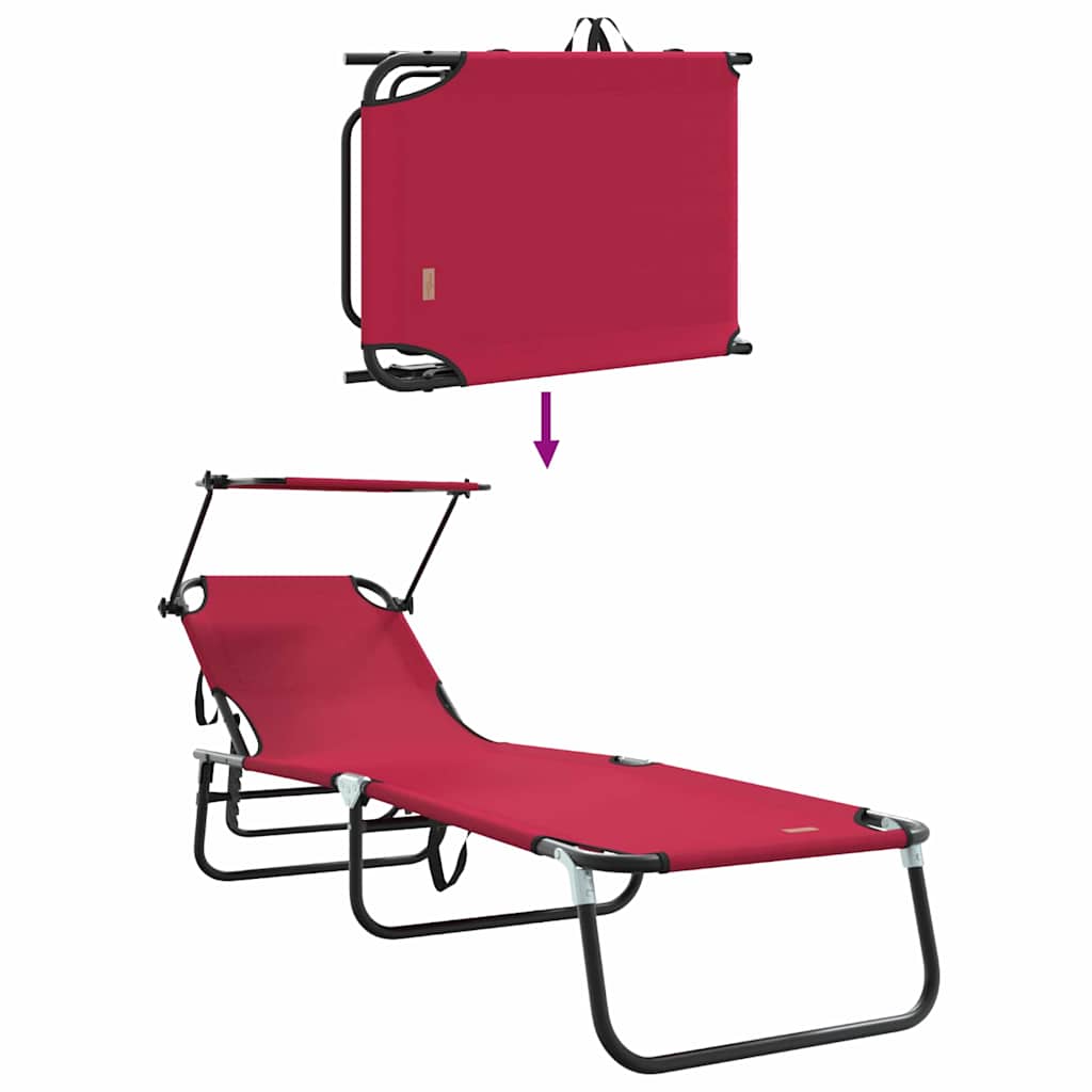 vidaXL Składany leżak Czerwony 190 x 57 x 81 cm oxford