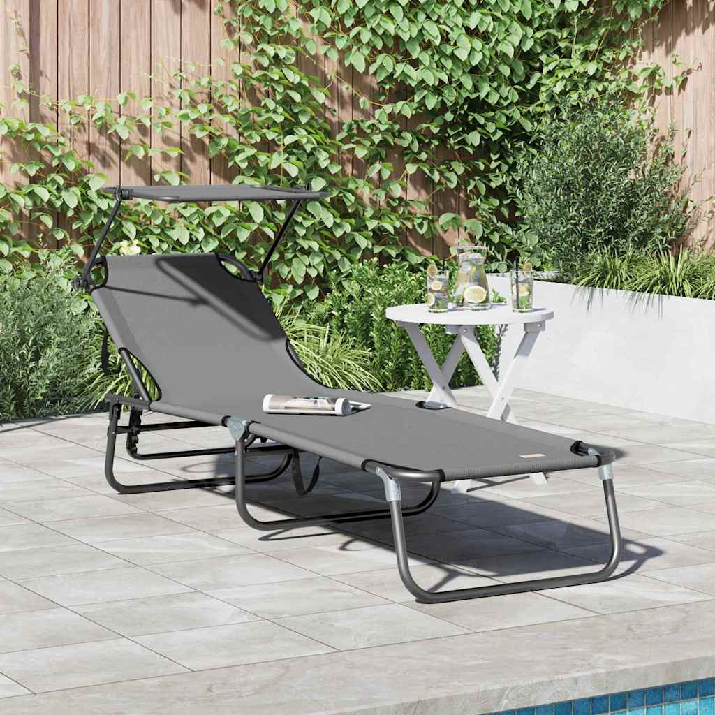 vidaXL Składany leżak Szary 190 x 57 x 81 cm oxford